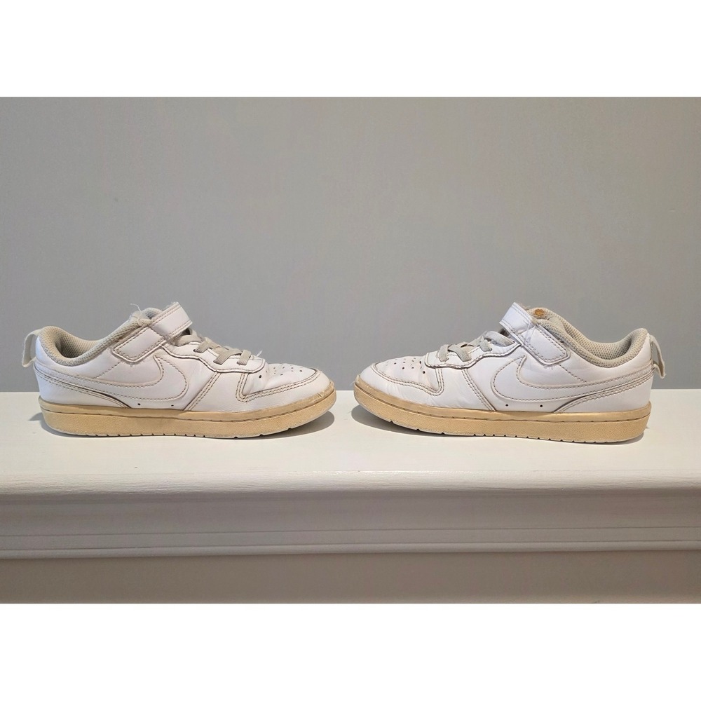 Kid's Nike Court Borough Low 2 White Leather Sneakers BQ5453-100 Size 13C